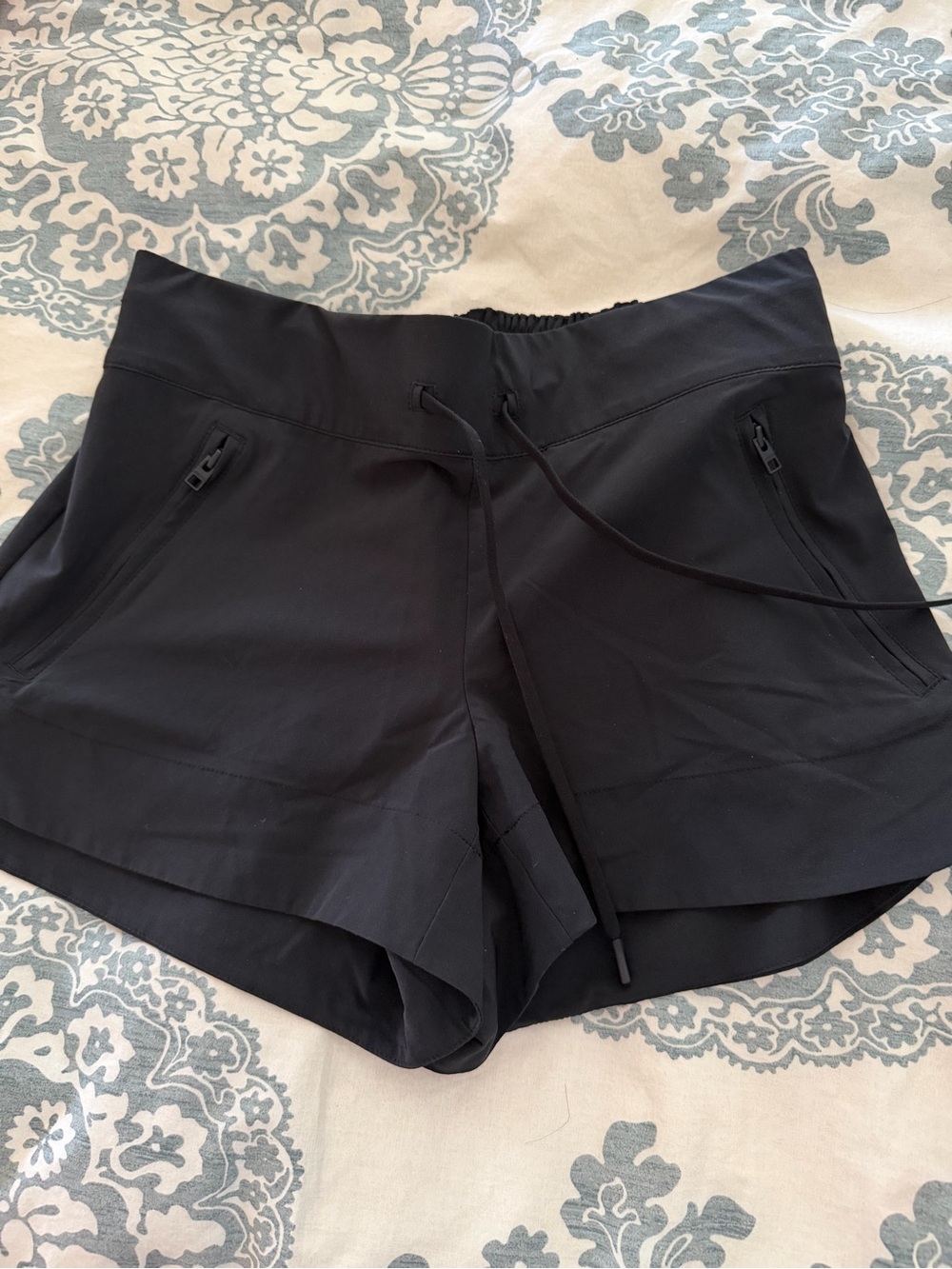 Athleta Black Athletic Drawstring Shorts with Zip Pockets
